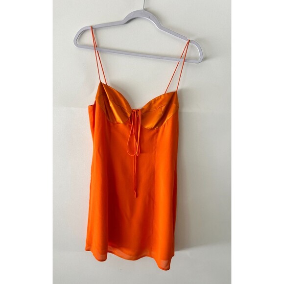 Reformation Ocean Dress Size 4 Orange Sweetheart-Neck Woven Mini Slip Dress - Picture 3 of 15